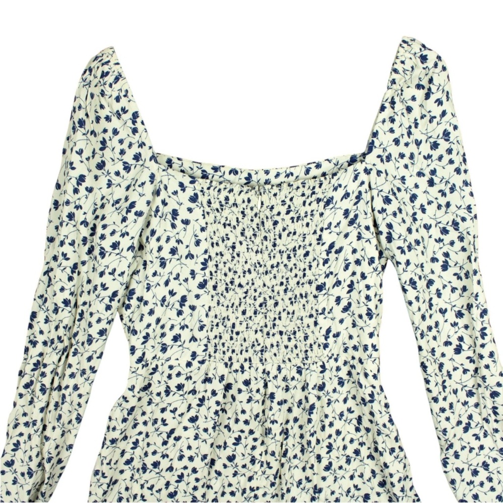Reformation Rosalie Mini Wrap Dress Sz 12 Long Sleeve Floral Smocked back Boho - Picture 3 of 12